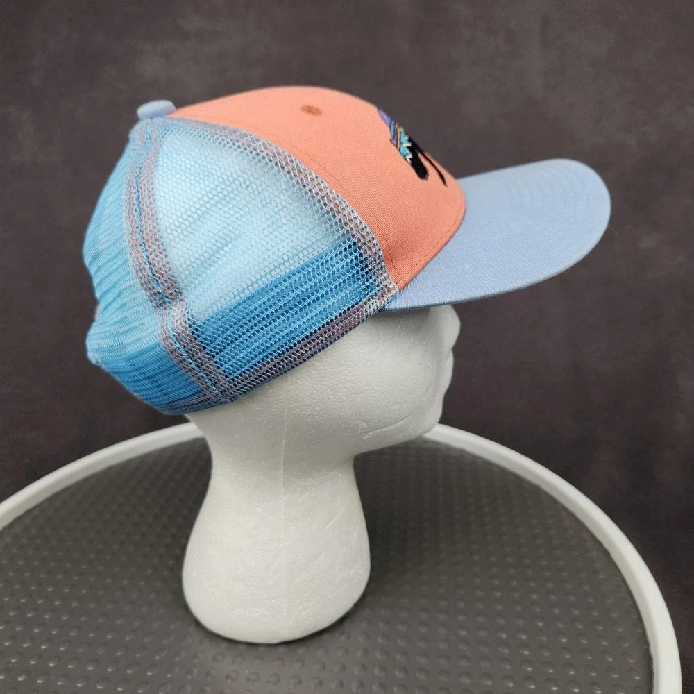 Patagonia Fitz Roy Bear Trucker Hat Cap Snap Back Blue Orange Mesh Kids One Size